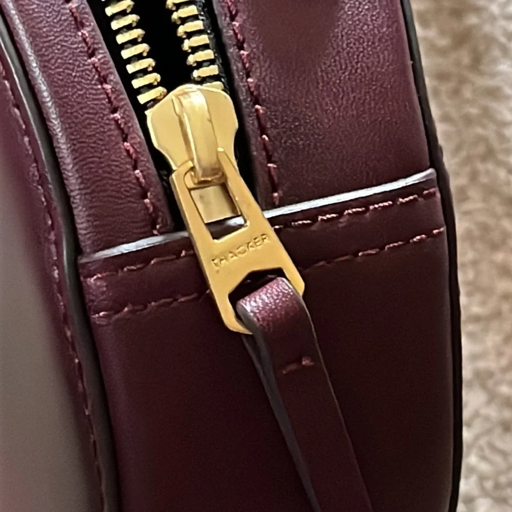THACKER New York Leigh Cardinal convertible leather circle crossbody handbag